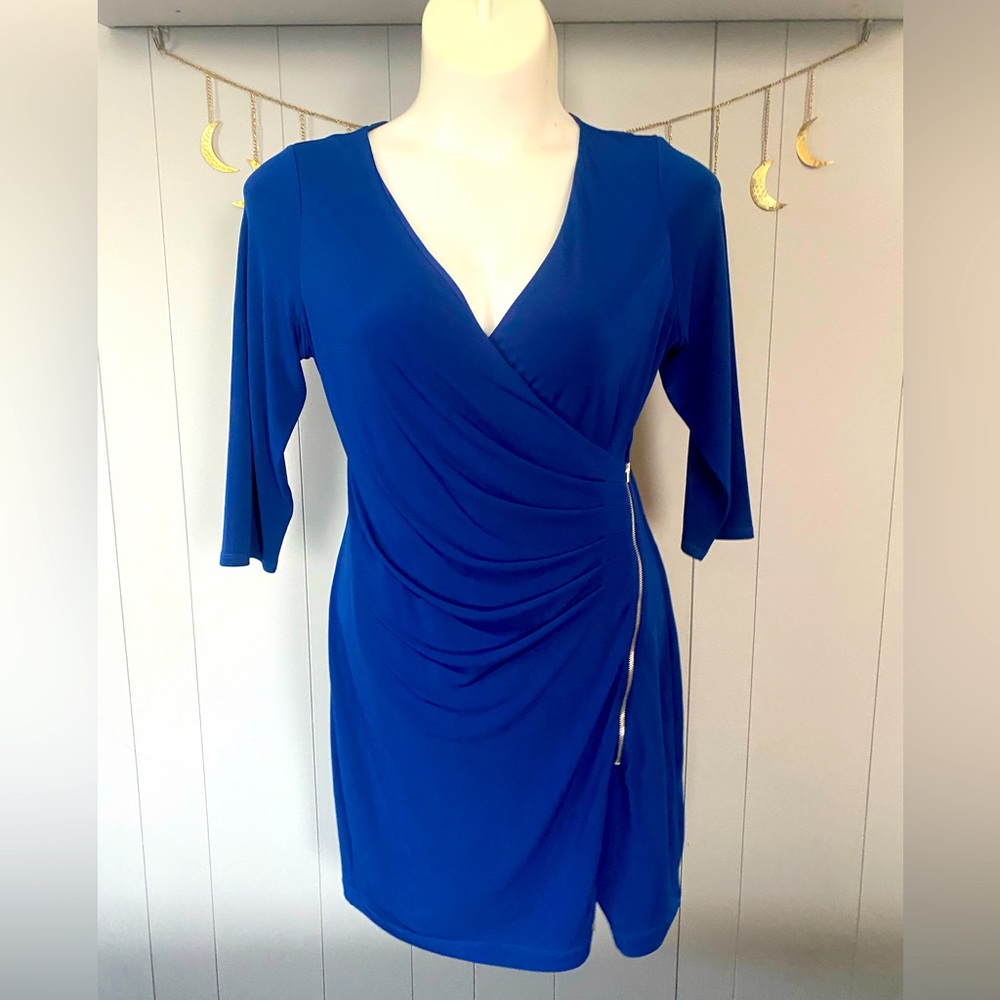 Express V-Neck Colbalt Blue Dress